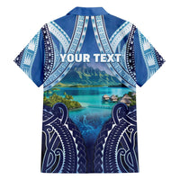 Personalised French Polynesia Bora Bora Family Matching Off Shoulder Maxi Dress and Hawaiian Shirt Beach Landscape Polynesian Style