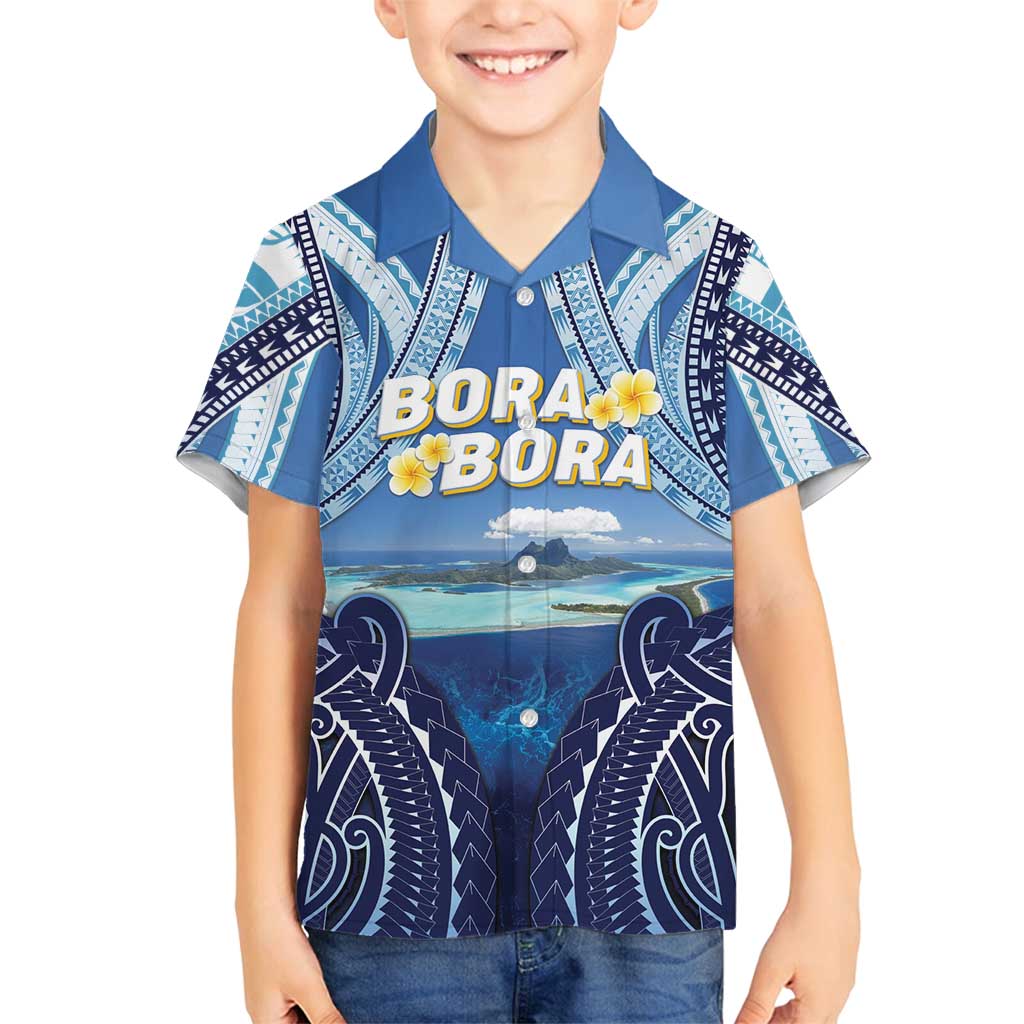 Personalised French Polynesia Bora Bora Family Matching Off Shoulder Maxi Dress and Hawaiian Shirt Beach Landscape Polynesian Style