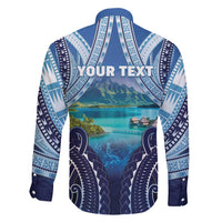 Personalised French Polynesia Bora Bora Family Matching Short Sleeve Bodycon Dress and Hawaiian Shirt Beach Landscape Polynesian Style LT05 - Polynesian Pride