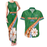 Personalised Marshall Islands Kwajalein Atoll Couples Matching Tank Maxi Dress and Hawaiian Shirt Polynesian Tribal Tattoo LT05 Green - Polynesian Pride