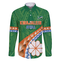 Personalised Marshall Islands Kwajalein Atoll Family Matching Mermaid Dress and Hawaiian Shirt Polynesian Tribal Tattoo LT05 Dad's Shirt - Long Sleeve Green - Polynesian Pride