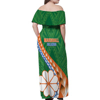 Personalised Marshall Islands Kwajalein Atoll Family Matching Off Shoulder Maxi Dress and Hawaiian Shirt Polynesian Tribal Tattoo LT05 - Polynesian Pride