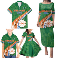 Personalised Marshall Islands Kwajalein Atoll Family Matching Puletasi and Hawaiian Shirt Polynesian Tribal Tattoo LT05 - Polynesian Pride