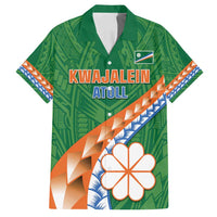 Personalised Marshall Islands Kwajalein Atoll Family Matching Puletasi and Hawaiian Shirt Polynesian Tribal Tattoo LT05 Dad's Shirt - Short Sleeve Green - Polynesian Pride