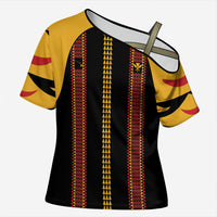 Hawaii Ahu Ula Inspired Cross Shoulder Shirt Black Version LT05 Female Black - Polynesian Pride