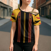 Hawaii Ahu Ula Inspired Cross Shoulder Shirt Black Version LT05 - Polynesian Pride