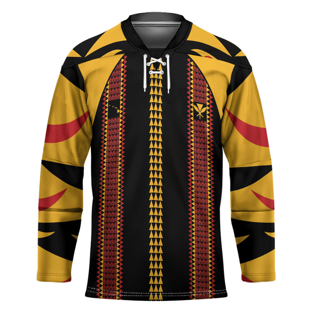 Hawaii Ahu Ula Inspired Hockey Jersey Black Version LT05 Unisex Black - Polynesian Pride