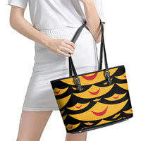 Hawaii Ahu Ula Inspired Leather Tote Bag Black Version LT05 - Polynesian Pride