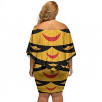 Hawaii Ahu Ula Inspired Off Shoulder Short Dress Black Version LT05 - Polynesian Pride