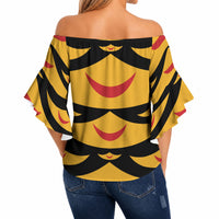 Hawaii Ahu Ula Inspired Off Shoulder Wrap Waist Top Black Version LT05 - Polynesian Pride