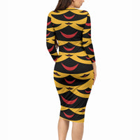Hawaii Ahu Ula Inspired Long Sleeve Bodycon Dress Yellow Version LT05 - Polynesian Pride