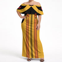 Hawaii Ahu Ula Inspired Off Shoulder Maxi Dress Yellow Version LT05 Women Yellow - Polynesian Pride
