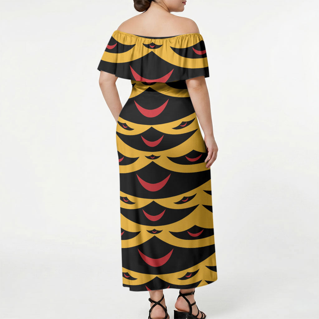 Hawaii Ahu Ula Inspired Off Shoulder Maxi Dress Yellow Version LT05 - Polynesian Pride