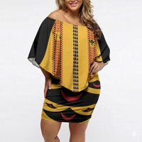 Hawaii Ahu Ula Inspired Off Shoulder Short Dress Yellow Version LT05 Women Yellow - Polynesian Pride