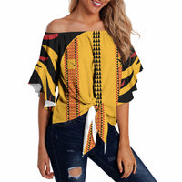 Hawaii Ahu Ula Inspired Off Shoulder Wrap Waist Top Yellow Version LT05 Yellow - Polynesian Pride