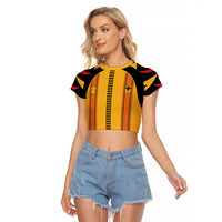 Hawaii Ahu Ula Inspired Raglan Cropped T Shirt Yellow Version LT05 Female Yellow - Polynesian Pride