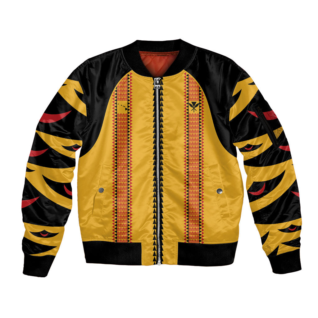 Hawaii Ahu Ula Inspired Sleeve Zip Bomber Jacket Yellow Version LT05 Unisex Yellow - Polynesian Pride