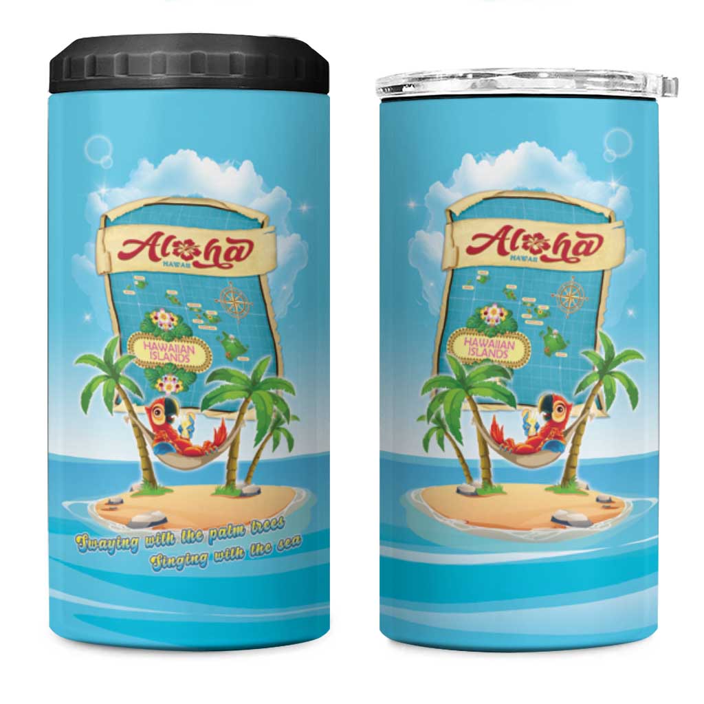 Aloha Hawaii 4 in 1 Can Cooler Tumbler Funny Macaw Parrot Tropical Vibe LT05 One Size: 16 oz Blue - Polynesian Pride