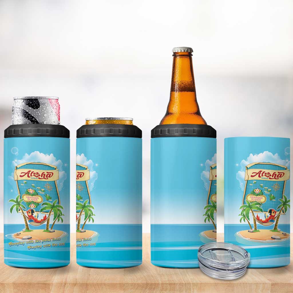 Aloha Hawaii 4 in 1 Can Cooler Tumbler Funny Macaw Parrot Tropical Vibe LT05 - Polynesian Pride