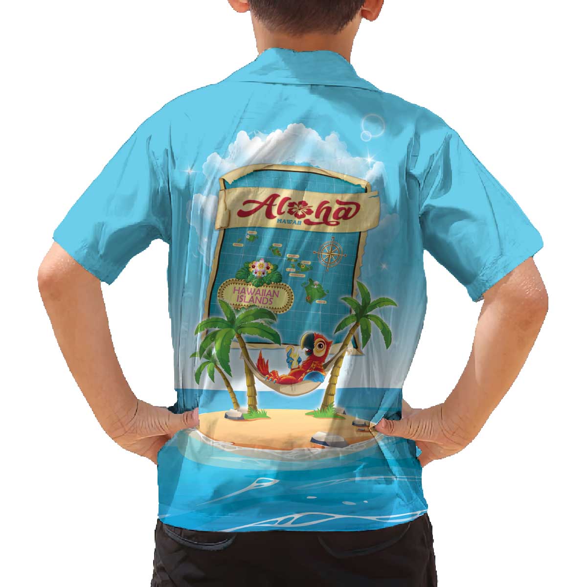 Aloha Hawaii Family Matching Off The Shoulder Long Sleeve Dress and Hawaiian Shirt Funny Macaw Parrot Tropical Vibe LT05 - Polynesian Pride