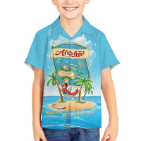 Aloha Hawaii Family Matching Off The Shoulder Long Sleeve Dress and Hawaiian Shirt Funny Macaw Parrot Tropical Vibe LT05 Son's Shirt Blue - Polynesian Pride