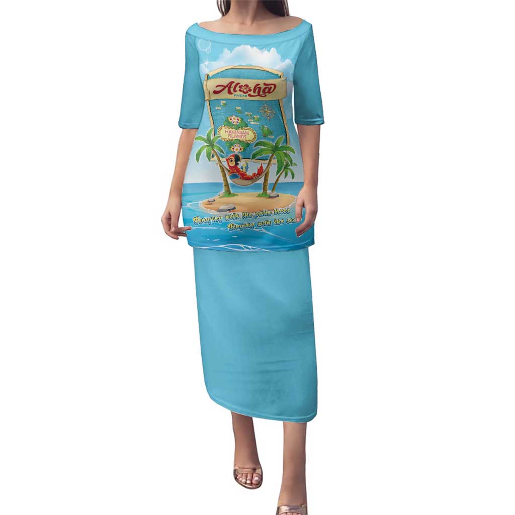 Aloha Hawaii Family Matching Puletasi and Hawaiian Shirt Funny Macaw Parrot Tropical Vibe