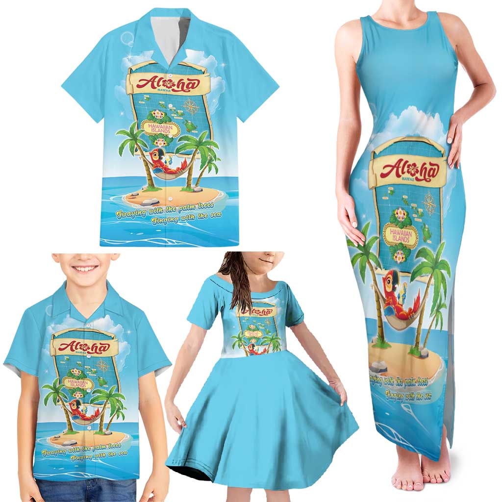 Aloha Hawaii Family Matching Tank Maxi Dress and Hawaiian Shirt Funny Macaw Parrot Tropical Vibe LT05 - Polynesian Pride