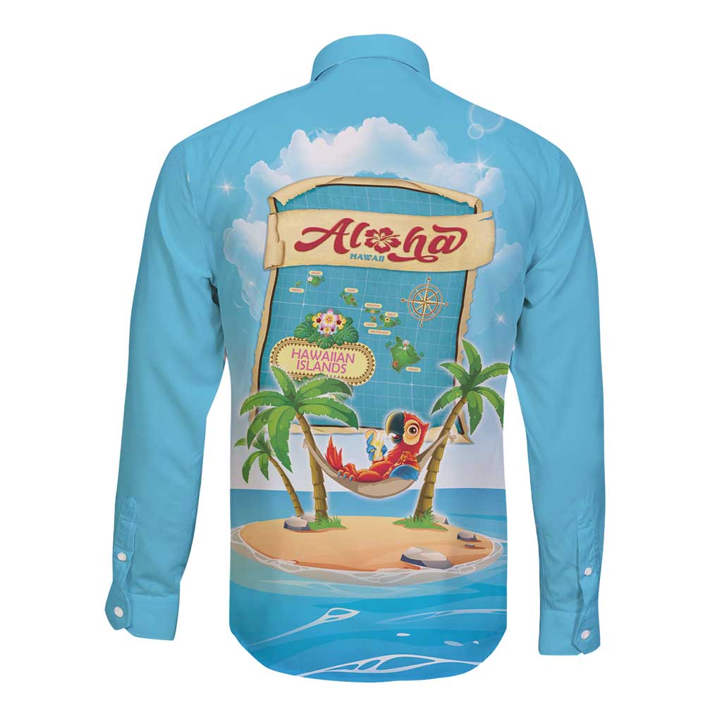 Aloha Hawaii Long Sleeve Button Shirt Funny Macaw Parrot Tropical Vibe LT05 - Polynesian Pride