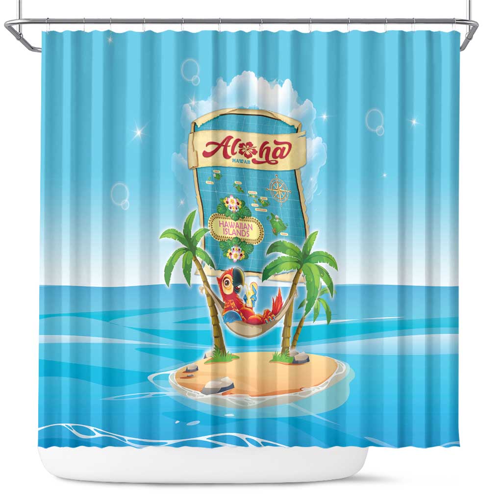 Aloha Hawaii Shower Curtain Funny Macaw Parrot Tropical Vibe LT05 Blue - Polynesian Pride
