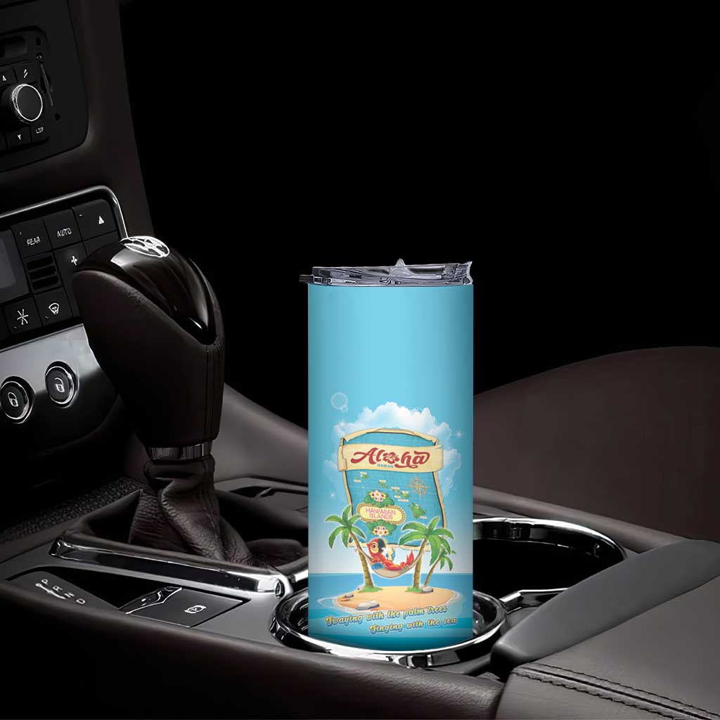 Aloha Hawaii Skinny Tumbler Funny Macaw Parrot Tropical Vibe