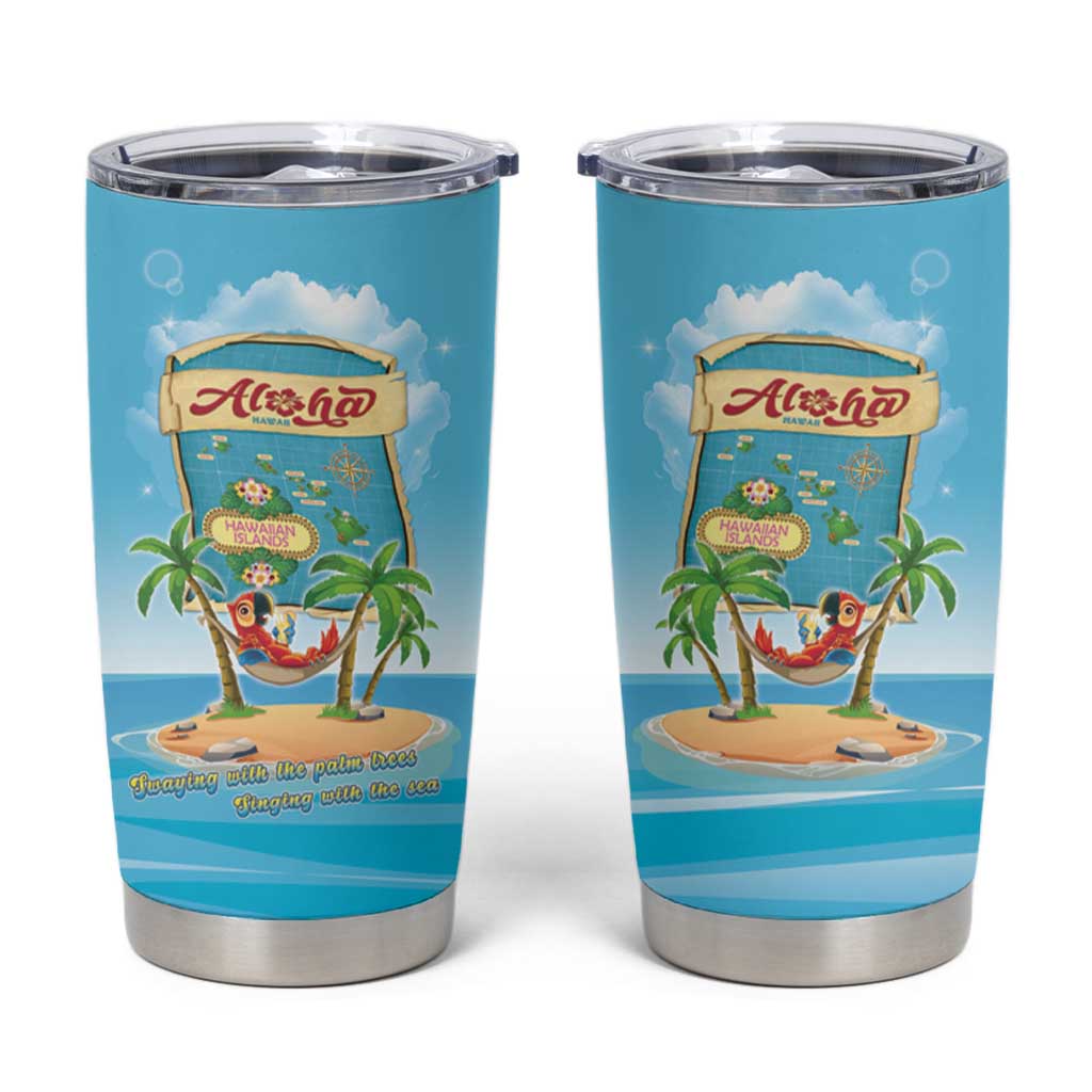 Aloha Hawaii Tumbler Cup Funny Macaw Parrot Tropical Vibe LT05 Blue - Polynesian Pride