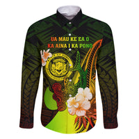 Personalised Hawaii State Motto Family Matching Long Sleeve Bodycon Dress and Hawaiian Shirt Hawaiian Tribal Reggae Hammerhead Shark LT05 Dad's Shirt - Long Sleeve Reggae - Polynesian Pride