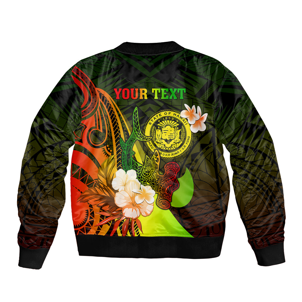 Personalised Hawaii State Motto Sleeve Zip Bomber Jacket Hawaiian Tribal Reggae Hammerhead Shark LT05 - Polynesian Pride