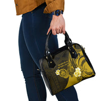 Hawaii State Motto Shoulder Handbag Hawaiian Tribal Gold Hammerhead Shark LT05 - Polynesian Pride