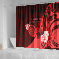 Hawaii State Motto Shower Curtain Hawaiian Tribal Red Hammerhead Shark LT05 - Polynesian Pride