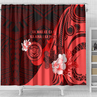 Hawaii State Motto Shower Curtain Hawaiian Tribal Red Hammerhead Shark LT05 - Polynesian Pride