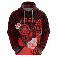 Personalised Hawaii State Motto Zip Hoodie Hawaiian Tribal Red Hammerhead Shark LT05 - Polynesian Pride