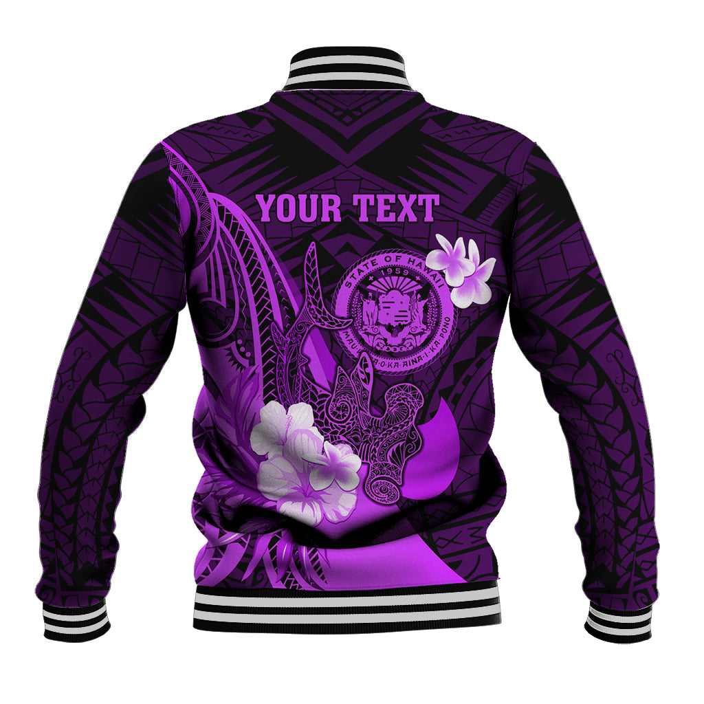Personalised Hawaii State Motto Baseball Jacket Hawaiian Tribal Purple Hammerhead Shark LT05 - Polynesian Pride
