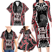 Aotearoa Waitangi Day Family Matching Long Sleeve Bodycon Dress and Hawaiian Shirt Maori Warrior Tribal Tattoo LT05 - Polynesian Pride