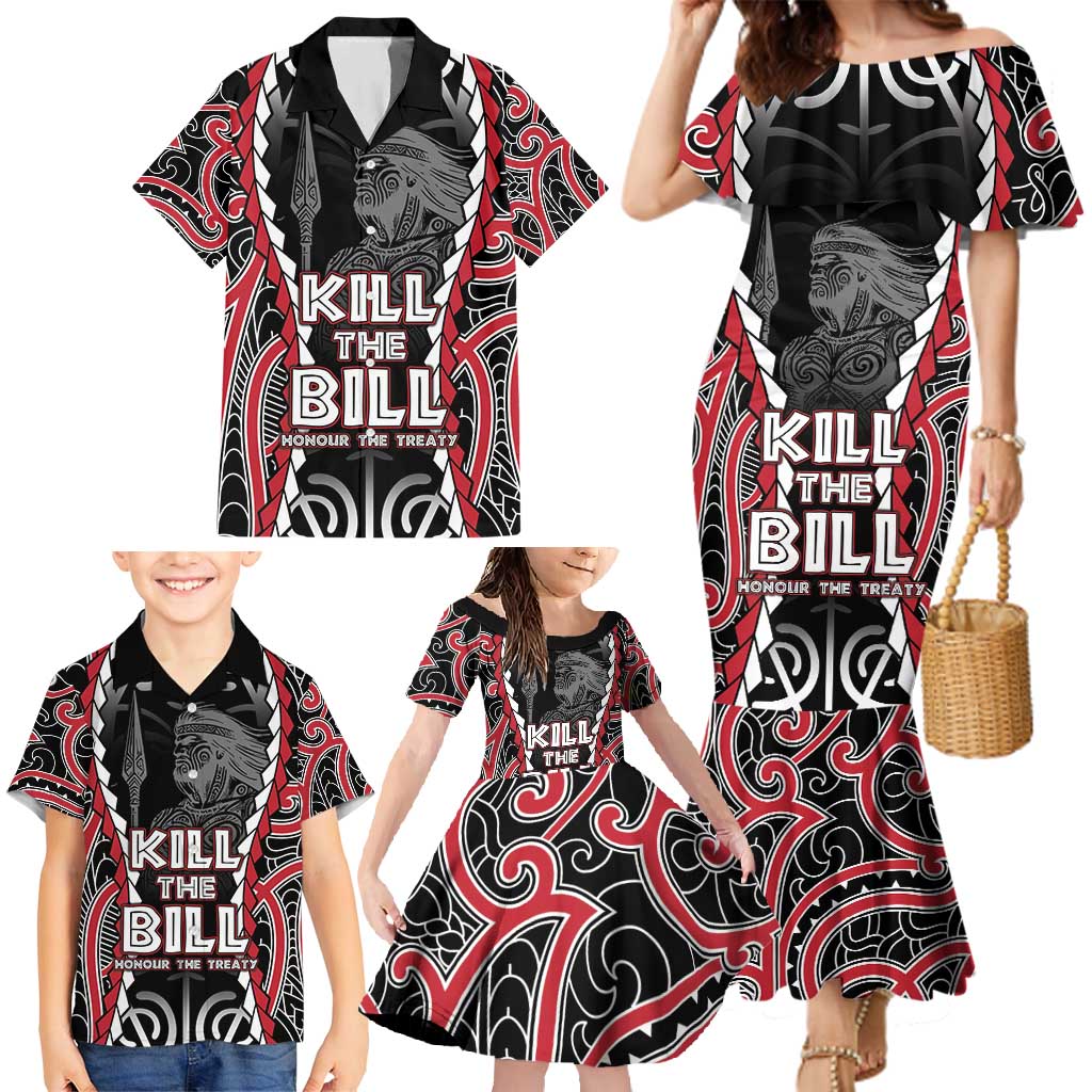 Aotearoa Waitangi Day Family Matching Mermaid Dress and Hawaiian Shirt Maori Warrior Tribal Tattoo LT05 - Polynesian Pride