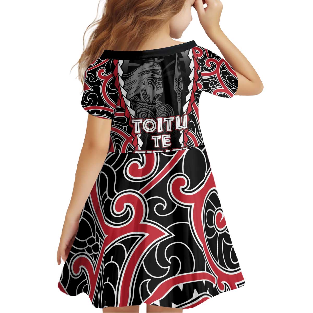 Aotearoa Waitangi Day Family Matching Off The Shoulder Long Sleeve Dress and Hawaiian Shirt Maori Warrior Tribal Tattoo LT05 - Polynesian Pride