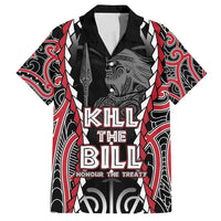 Aotearoa Waitangi Day Family Matching Off Shoulder Short Dress and Hawaiian Shirt Maori Warrior Tribal Tattoo LT05 Dad's Shirt - Short Sleeve Black - Polynesian Pride