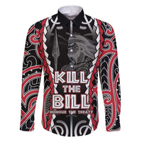Aotearoa Waitangi Day Family Matching Puletasi and Hawaiian Shirt Maori Warrior Tribal Tattoo LT05 Dad's Shirt - Long Sleeve Black - Polynesian Pride