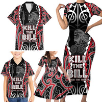 Aotearoa Waitangi Day Family Matching Short Sleeve Bodycon Dress and Hawaiian Shirt Maori Warrior Tribal Tattoo LT05 - Polynesian Pride
