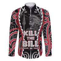 Aotearoa Waitangi Day Family Matching Summer Maxi Dress and Hawaiian Shirt Maori Warrior Tribal Tattoo LT05 Dad's Shirt - Long Sleeve Black - Polynesian Pride