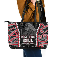 Aotearoa Waitangi Day Leather Tote Bag Maori Warrior Tribal Tattoo