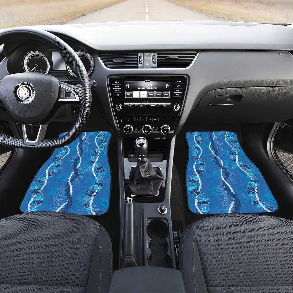 Hawaii Maile Lei Car Mats With Blue Monstera Pattern