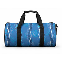 Hawaii Maile Lei Duffle Bag With Blue Monstera Pattern LT05 One size Blue - Polynesian Pride