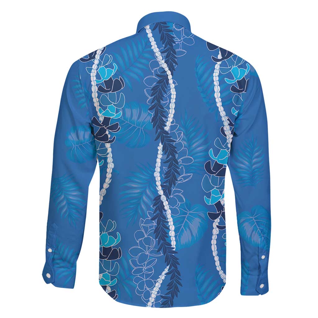 Hawaii Maile Lei Family Matching Summer Maxi Dress and Hawaiian Shirt With Blue Monstera Pattern