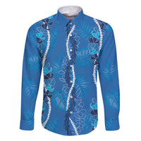 Hawaii Maile Lei Family Matching Tank Maxi Dress and Hawaiian Shirt With Blue Monstera Pattern